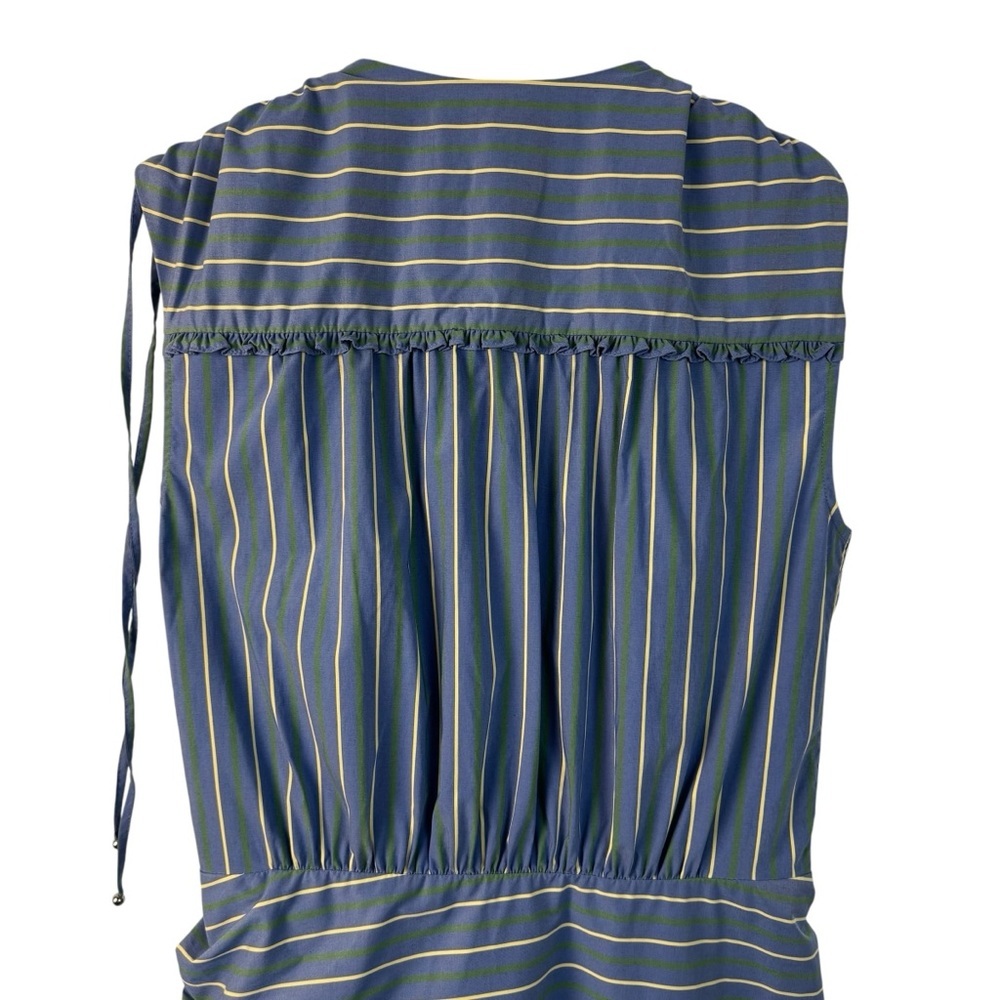 NWT Veronica Beard Teagan Stripe Ruched V-Neck Midi Dress Blue Size 6 Side Slit - Picture 11 of 16
